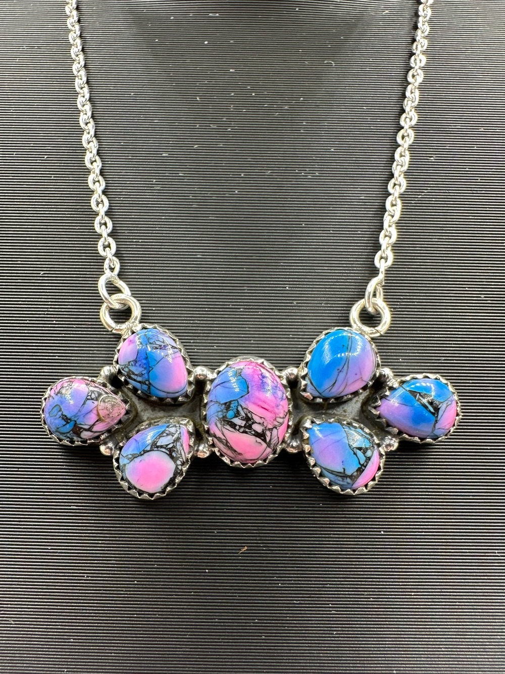 Monarch Dahlia Turquoise 925 Sterling Silver Cluster Pendant Necklace